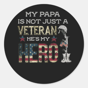 Military Family Veteran Support My Papa Classic Round Sticker