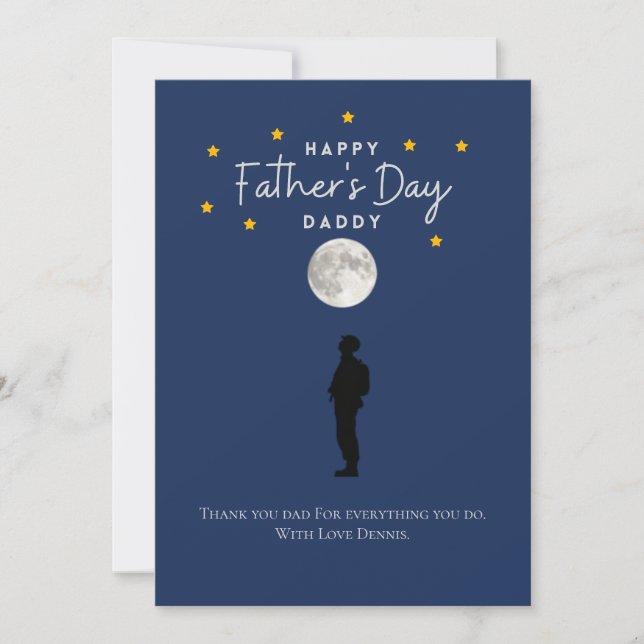 Military Father's Day Card Deployed Daddy Moon (Front)