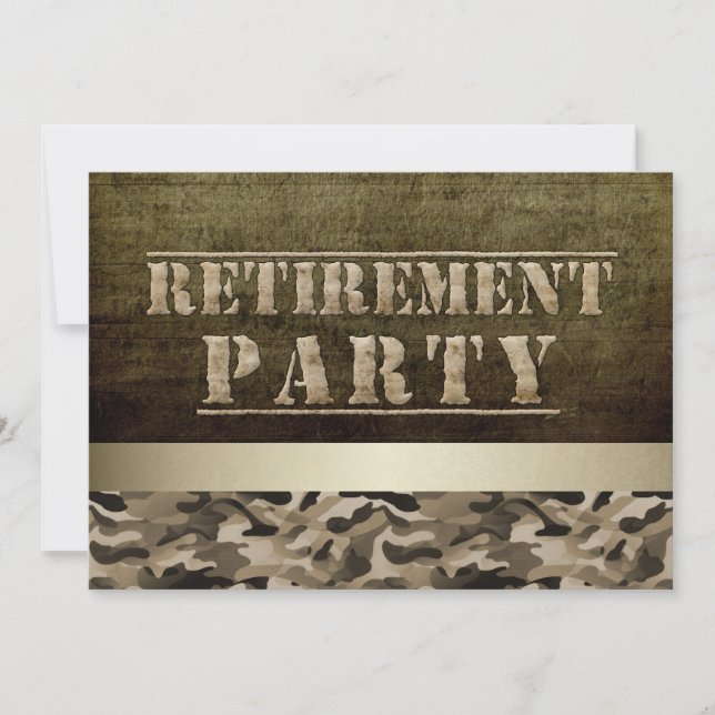Military Fatigues Retirement Party Invitation (Front)