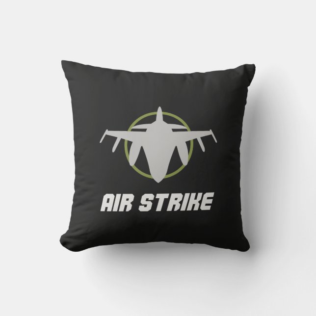 Military Fighter Jet Air Strike Throw Pillow (Front)