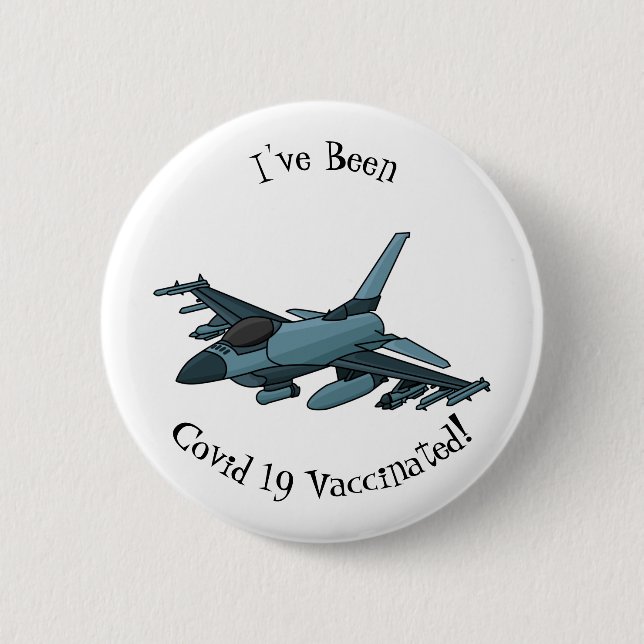 Military fighter jet plane cartoon 2 inch round button (Front)