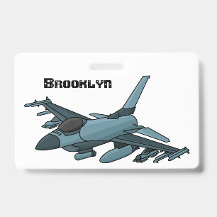 Military fighter jet plane cartoon badge