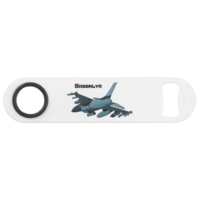 Military fighter jet plane cartoon bar key (Front (Horizontal))