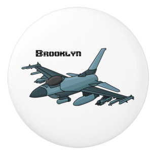 Military fighter jet plane cartoon ceramic knob