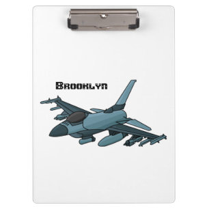 Military fighter jet plane cartoon clipboard