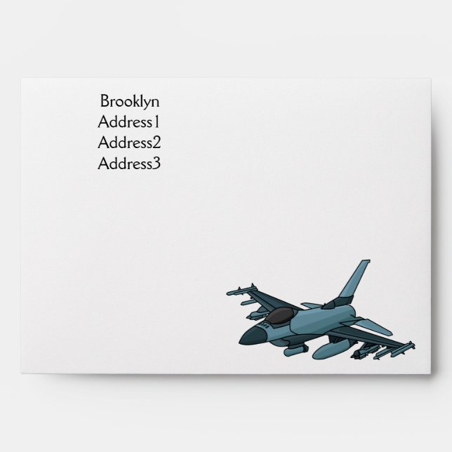 Military fighter jet plane cartoon envelope (Front)
