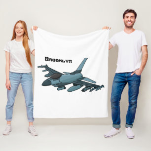 Military fighter jet plane cartoon fleece blanket