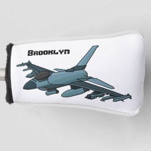 Military fighter jet plane cartoon golf head cover