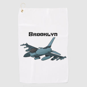 Military fighter jet plane cartoon golf towel