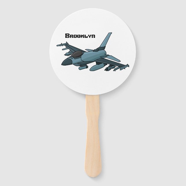 Military fighter jet plane cartoon hand fan (Front)