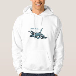 Military fighter jet plane cartoon hoodie