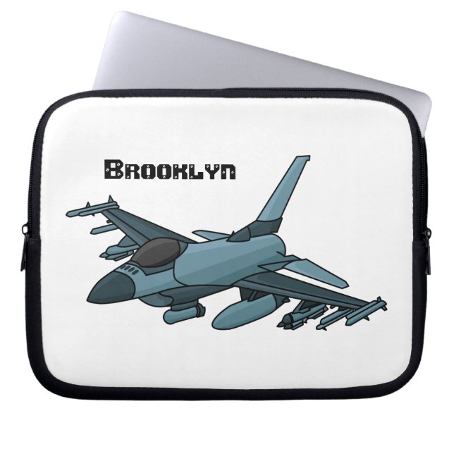 Military fighter jet plane cartoon laptop sleeve (Front)