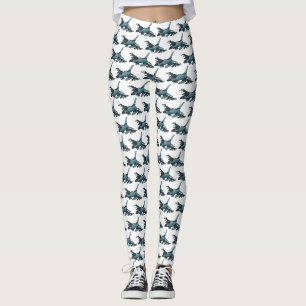 Military fighter jet plane cartoon leggings