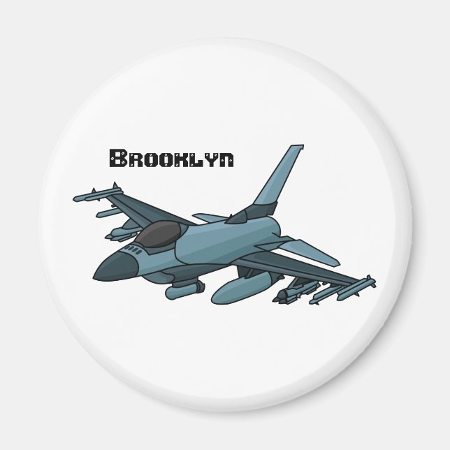 Military fighter jet plane cartoon magnet (Front)