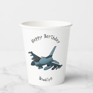 Military fighter jet plane cartoon paper cups