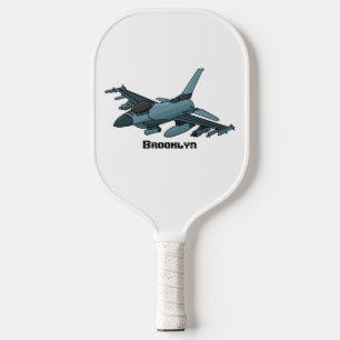 Military fighter jet plane cartoon pickleball paddle