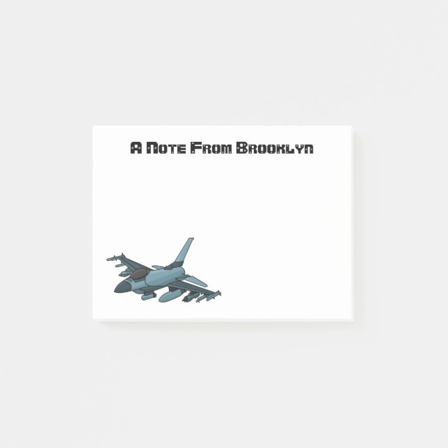 Military fighter jet plane cartoon post-it notes (Front)