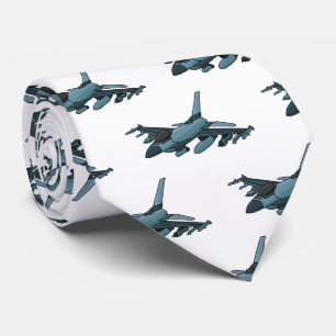 Military fighter jet plane cartoon tie