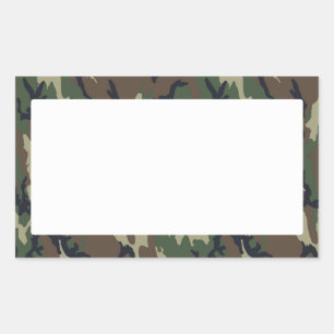 Military Forest Camouflage Background With White Sticker