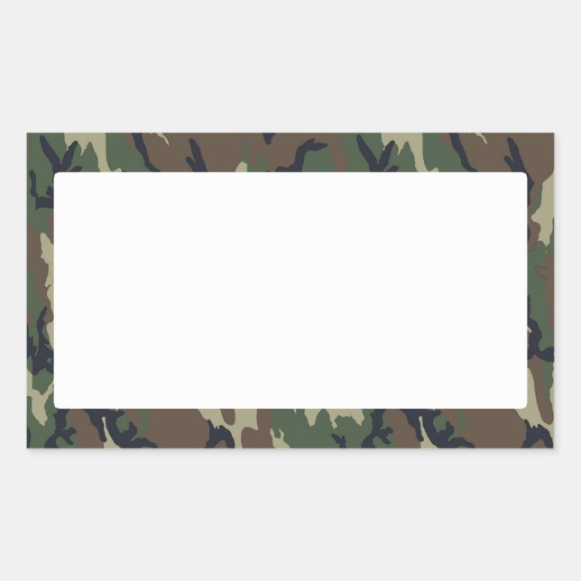 Military Forest Camouflage Background With White Sticker (Front)