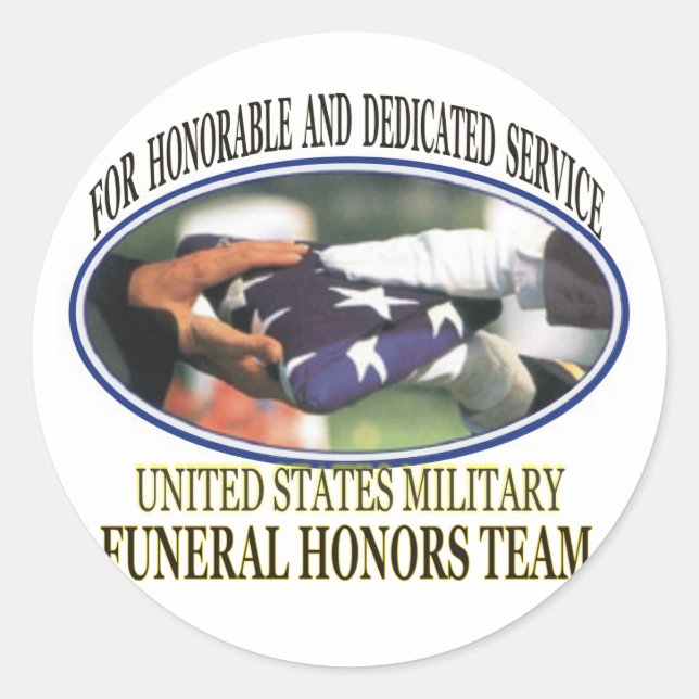 Military Funeral Honours Classic Round Sticker (Front)