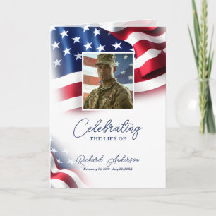 Military Funeral Program with Flag