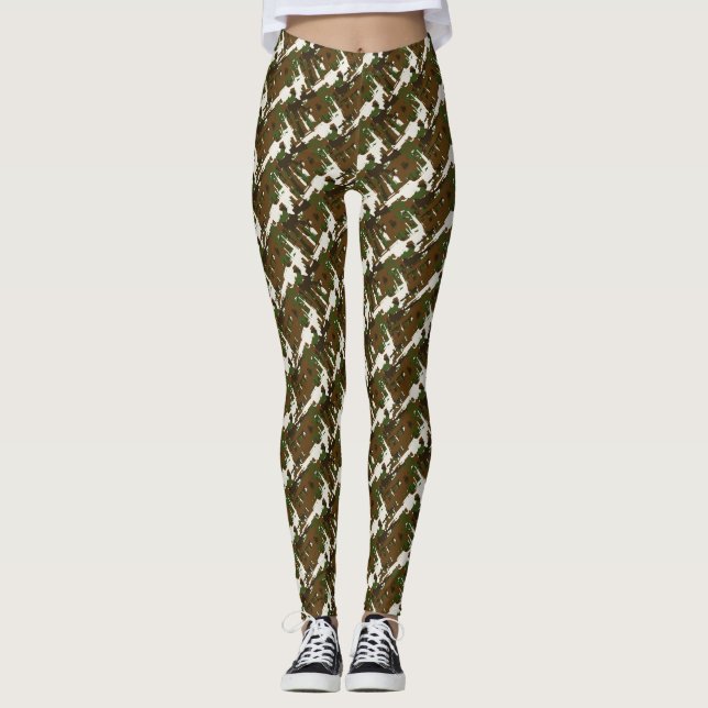 Military GI Camouflage Gun Rifles Camo Cool Style  Leggings (Front)