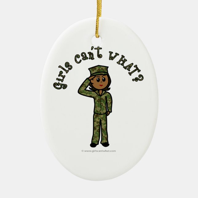 Military Girl - Dark Ceramic Ornament (Front)
