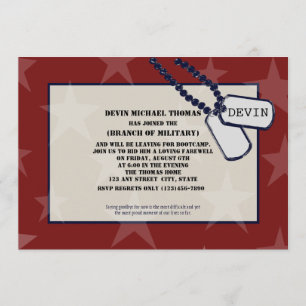 Military Going Away Party Red Stars Invitation