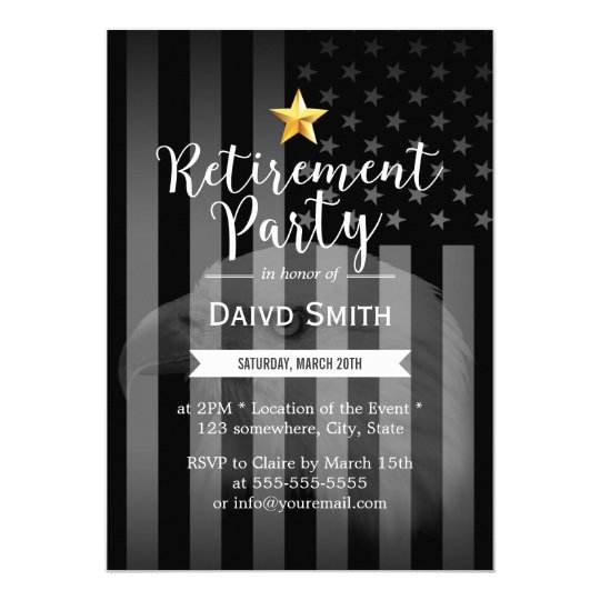 Military Gold Star Bald Eagle US Flag Retirement Card