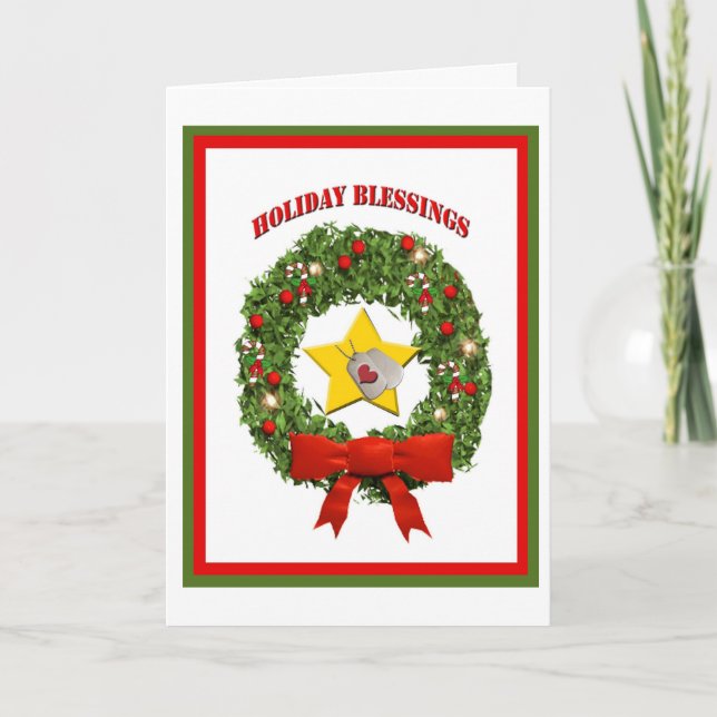 Military Gold Star Mother Holiday Blessings Card (Front)