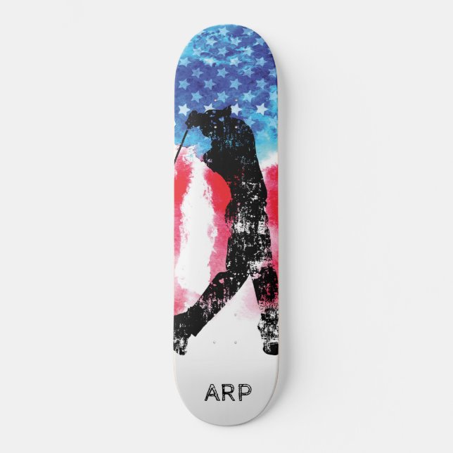 *~* Military Golf Golfer Red White Blue Flag Skateboard (Front)