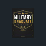Military Graduate 2026 Custom Name Canvas Print<br><div class="desc">Personalized military graduation canvas designed for Class of 2026 service members. This bold black and gold insignia-style layout with star and rank elements reflects honour, discipline, and achievement—strong emotional triggers for military gift buyers. Built with a dedicated custom name area, it becomes a unique keepsake celebrating a major milestone. Optimized...</div>