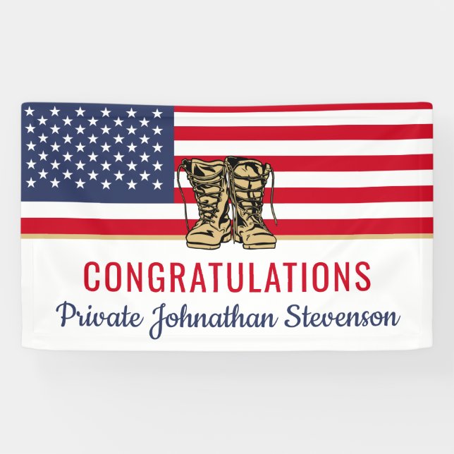 Military Graduation Army Boot Camp Patriotic Banner (Horizontal)