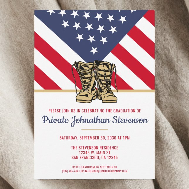 Military Graduation Army Boot Camp Patriotic Invitation (Military Graduation Army Boot Camp Patriotic Invitation)