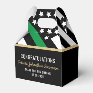 Military Graduation Thin Green Line Flag Army Favor Box