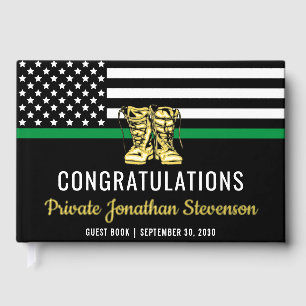 Military Graduation Thin Green Line Flag Army Guest Book