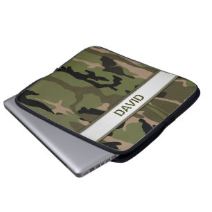 Military Green Camo Name Template Laptop Sleeve
