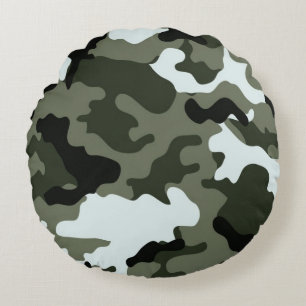 Military Green Camo Round Pillow