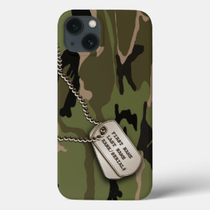 Military Green Camo w/ Dog Tag iPhone 13 Case