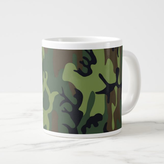 Military Green Camouflage Large Coffee Mug (Front Right)