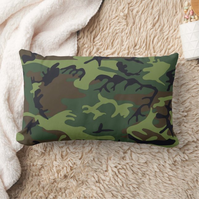 Military Green Camouflage Lumbar Pillow (Blanket)