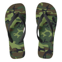 Military Green Camouflage Pattern Adult Flip Flops