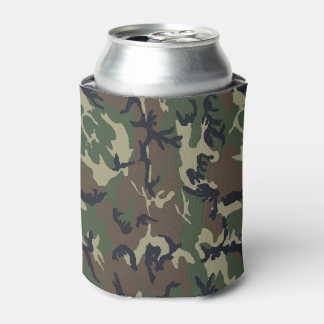 Military Green Camouflage Pattern Can Cooler (Can Front)