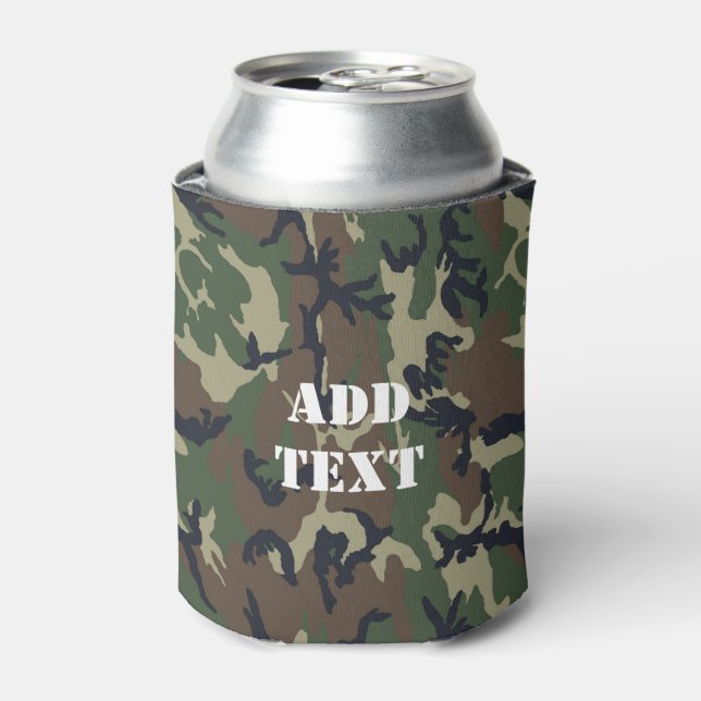 Military Green Camouflage Pattern Can Cooler (Can Front)