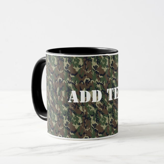 Military Green Camouflage Pattern Mug (Front Left)