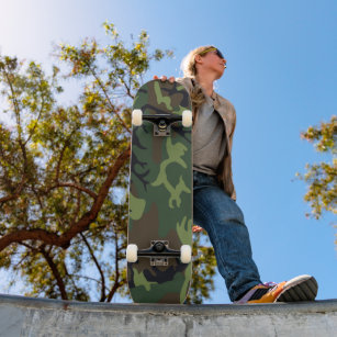 Military Green Camouflage Skateboard