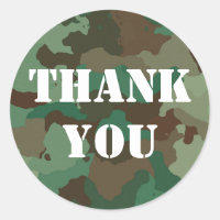 Military Green Camouflage Thank You Sticker