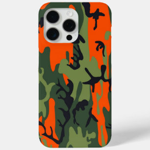 Military Green Orange Camouflage Como Army Print iPhone 15 Pro Max Case