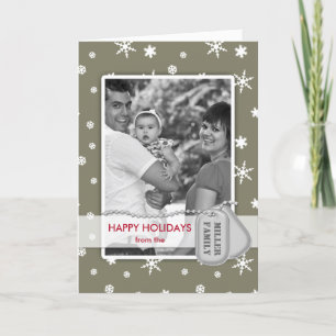 Military Happy Holidays Photo Card (Army Green)